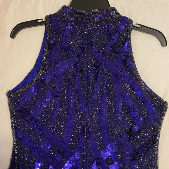 Cobalt, high-neck sequin gown - Picture 3 of 7